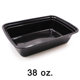 长方形黑色塑料餐盒套装 38 oz. (888) - 150套/箱