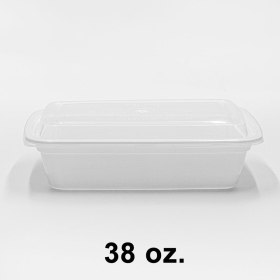 Rectangular White Plastic Container Set 38 oz. (888) - 150/Case