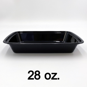 28 oz. Rectangular Black Plastic Container Set (868) - 150/Case