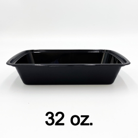 32 oz. Rectangular Black Plastic Container Set (878) - 150/Case