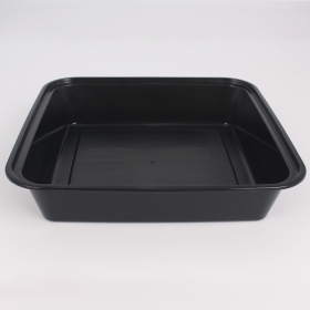 SR 8" X 8" Square Black Plastic Container Set (8148) - 100/Case