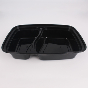 SR 30 oz. Rectangular Black Plastic 2 Comp. Container Set (8288) - 150/Case