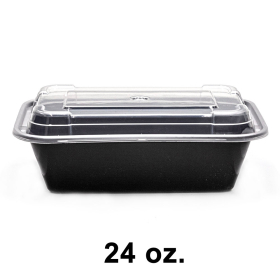 SR 24 oz. Rectangular Black Plastic Container Set (838) - 150/Case