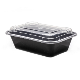 SR 24 oz. 长方形黑色塑料餐盒套装 (838) - 150套/箱