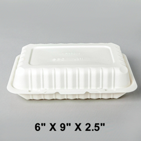 Rectangular White Plastic 1-Compartment Hinged Food Container 6