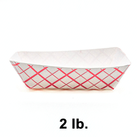 长方形红格白底纸质餐盘 2 lb. - 1000/箱