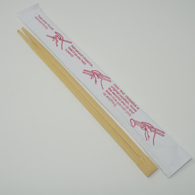 SD 9" Conjoined Bamboo Chopstick With White Sleeve - 640/Case