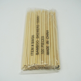 1/8" (3 mm) X 6" Thin Round Bamboo Skewer - 10000/Case