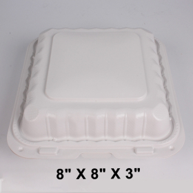 Kari-Out Square White Plastic 3-Compartment Hinged Food Container 8