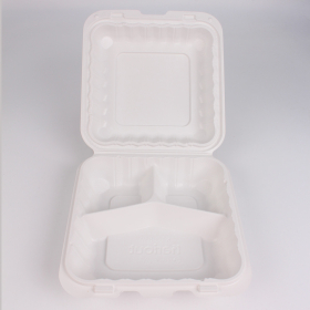 Kari-Out 正方形白色塑料三格环保餐盒 8