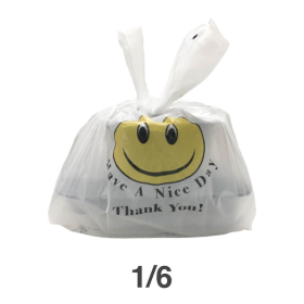 1/6 Smile Face White Plastic T-Shirt Bag - 170/Case