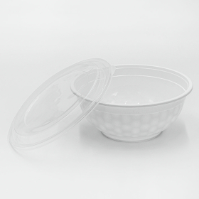 SD 36 oz. Round White Plastic Food Container Set (036) - 150/Case