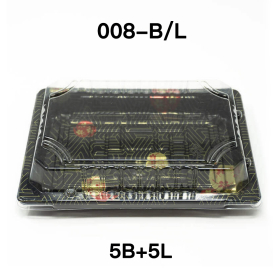 [Bulk 5 Sets] YG 008 Rectangular Black Plastic Sushi Tray Container Combo 6 1/2