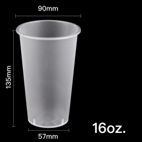 90 PP Clear Frosted Injection Cup (Hard) 16 oz. - 500/Case