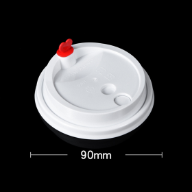 90 PP White Injection Lid with Red Heart Stopper - 1000/Case
