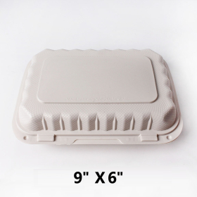 Kari-Out 206 长方形白色塑料环保餐盒 9" X 6" - 150/箱