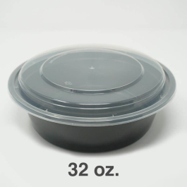 Round White Plastic Container Set 32 oz. (729) - 150/Case 