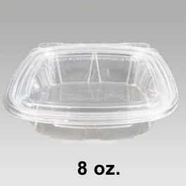 Dart Rectangular Clear Hinged Deli Container with Flat Lid 8 oz. (CH8DEF) -  200/Case